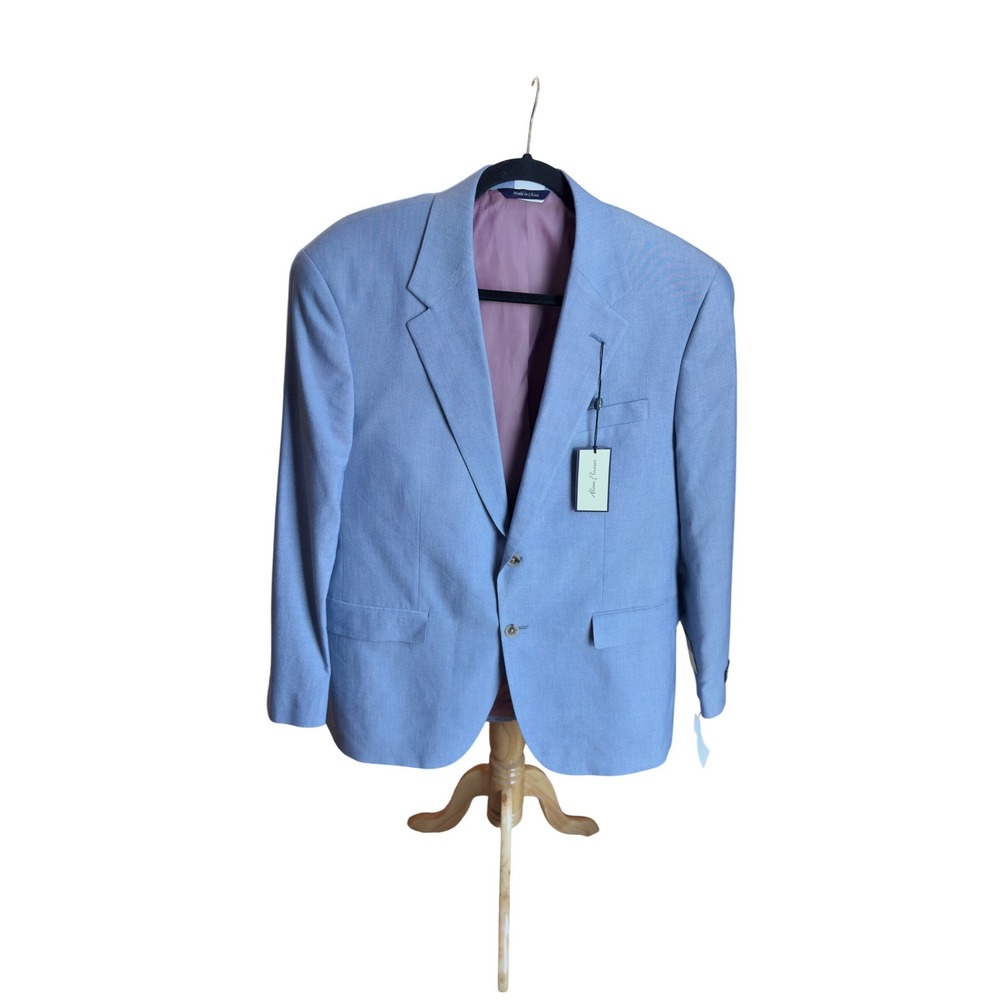 Alan Flusser Men's Blue 2 Button Silk Blend Blazer Sport Coat Light‎ Sz 42R NWT